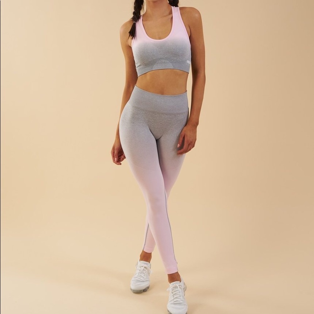 Gymshark Chalk Pink Grey ombré seamless leggings
